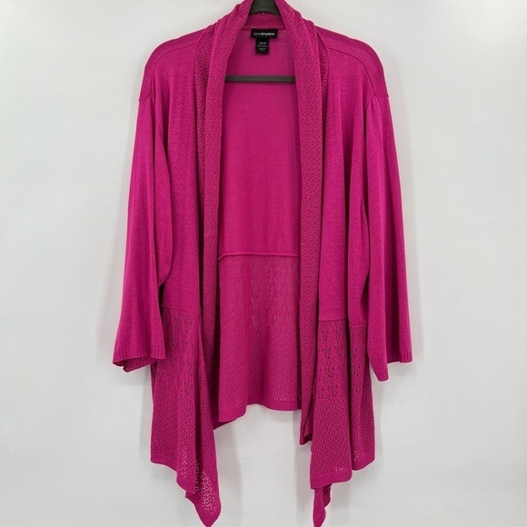Lane Bryant Fuchsia Pink Draped Open Cardigan Sweater 26/28 - Picture 1 of 7